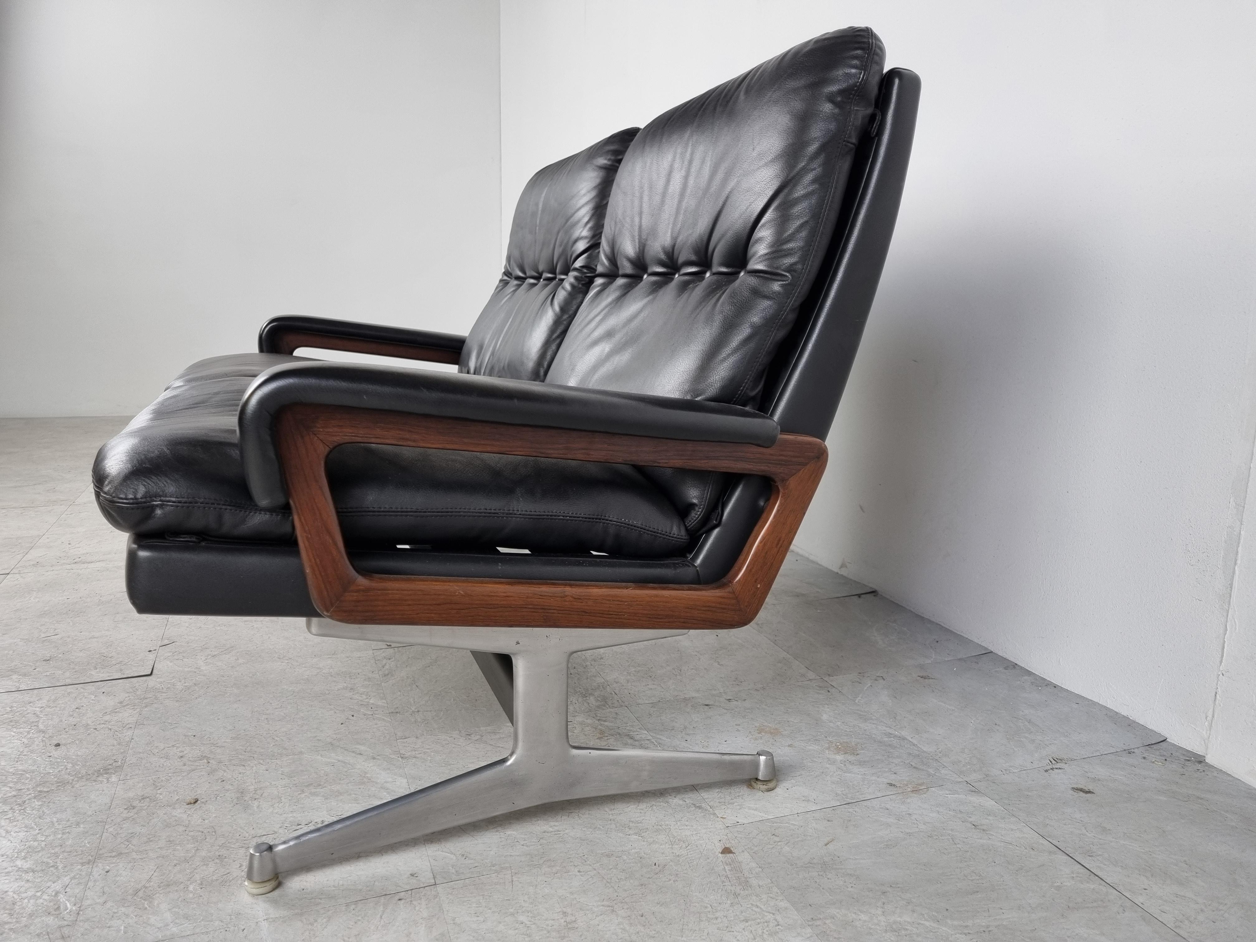 Leather Vintage Strässle International King Sofa by André Vandenbeuck, 1960s