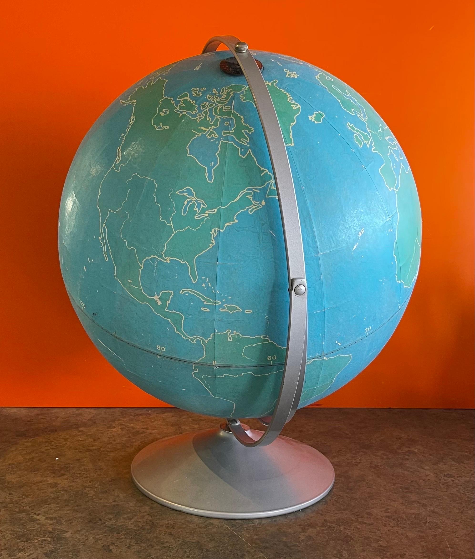 20th Century Vintage Strategy Chalk Teaching Globe on Stand by A.J. Nystrom Co
