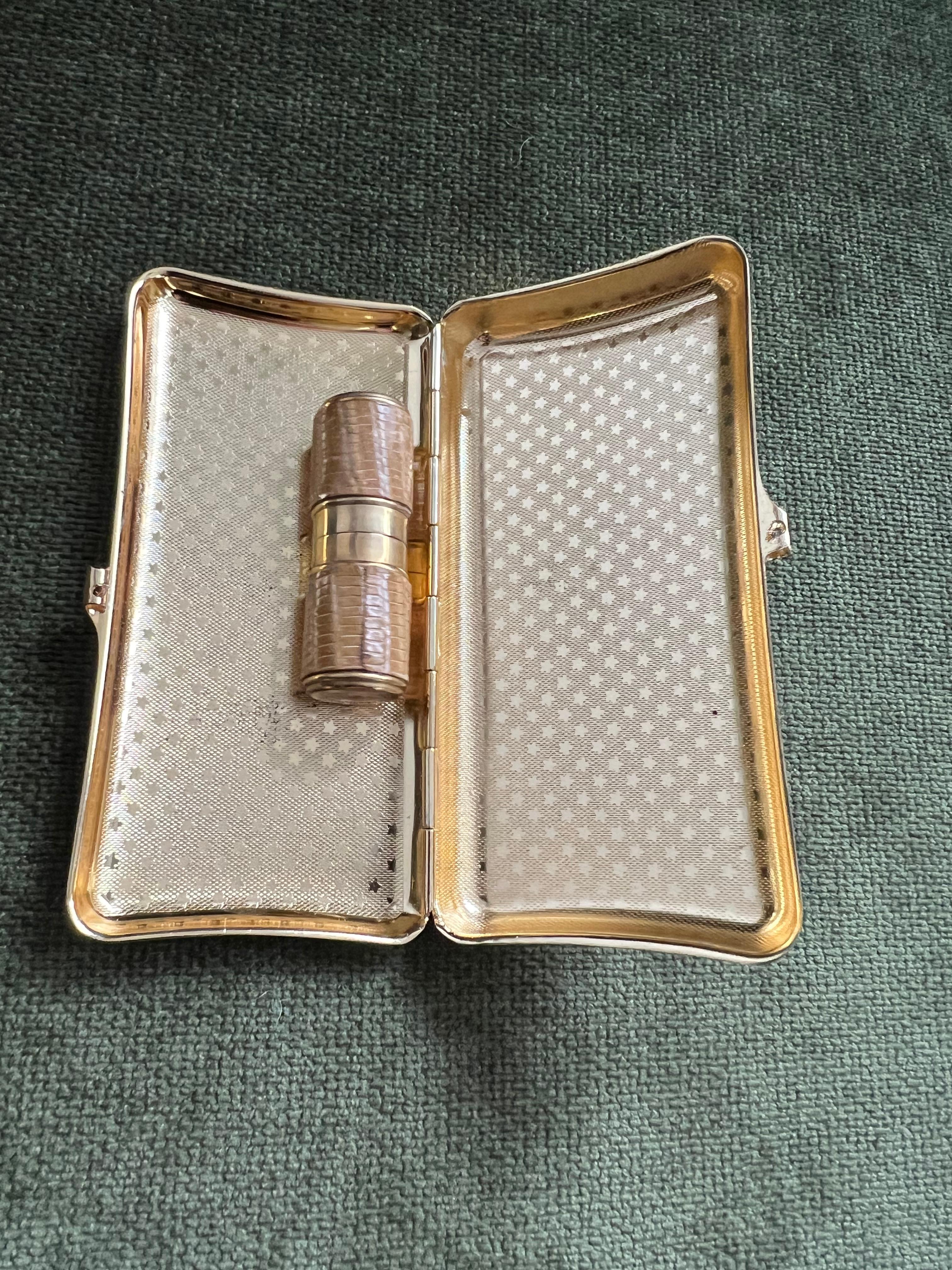 Vintage Stratton Cigarette Case & Bric Lux Paris Lipstick Lighter Set 2