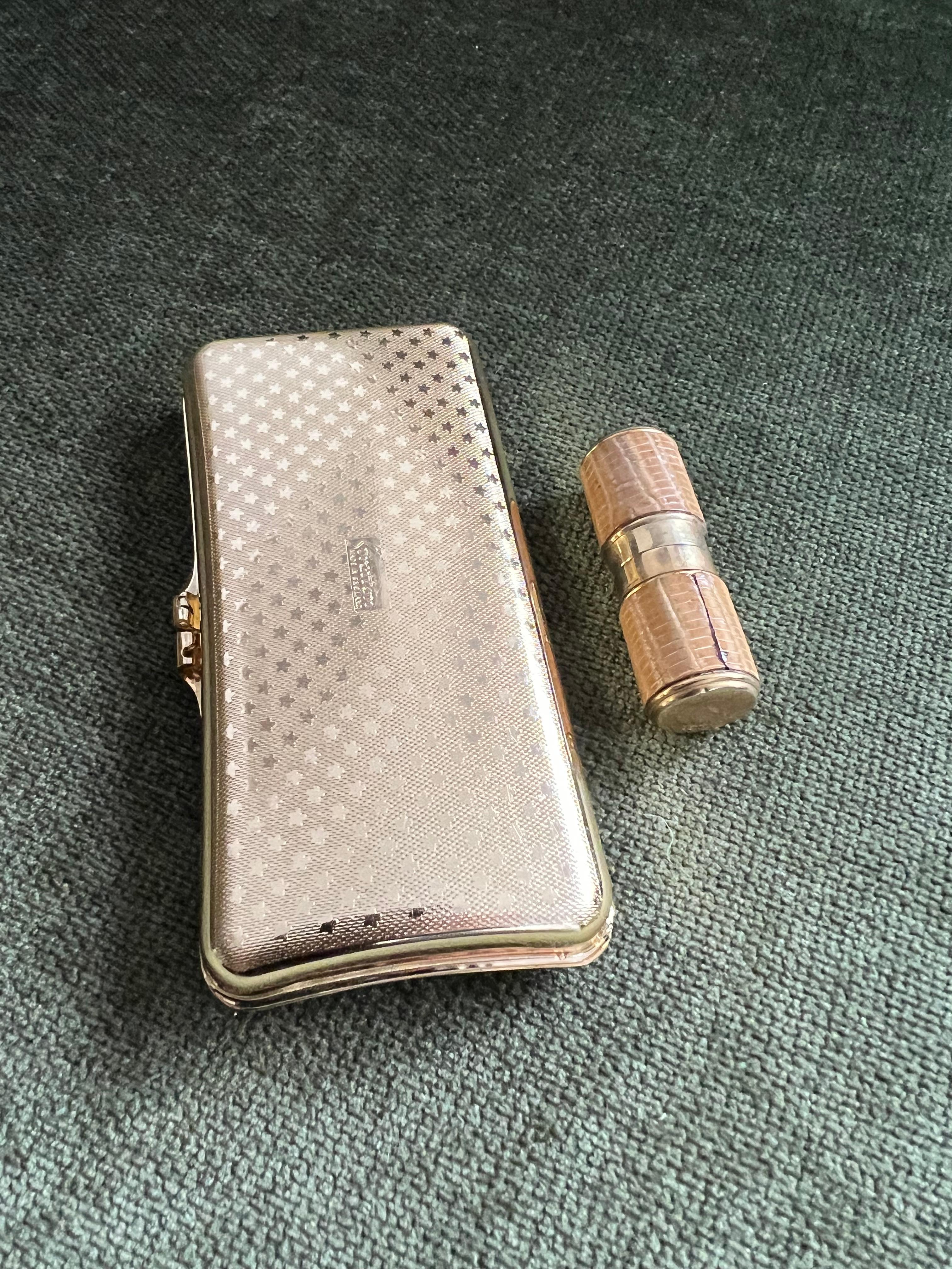 Vintage Stratton Cigarette Case & Bric Lux Paris Lipstick Lighter Set 3