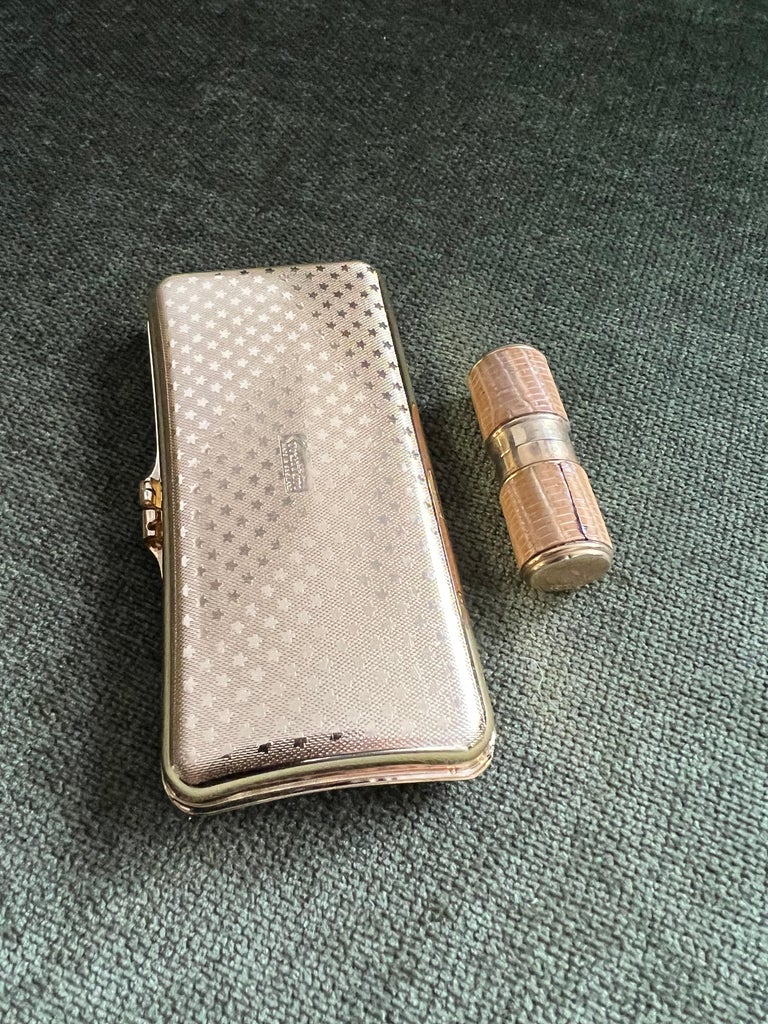 vintage stratton cigarette case Vintage Stratton Cigarette Case and Bric Lux Paris Lipstick Lighter Set at  1stDibs