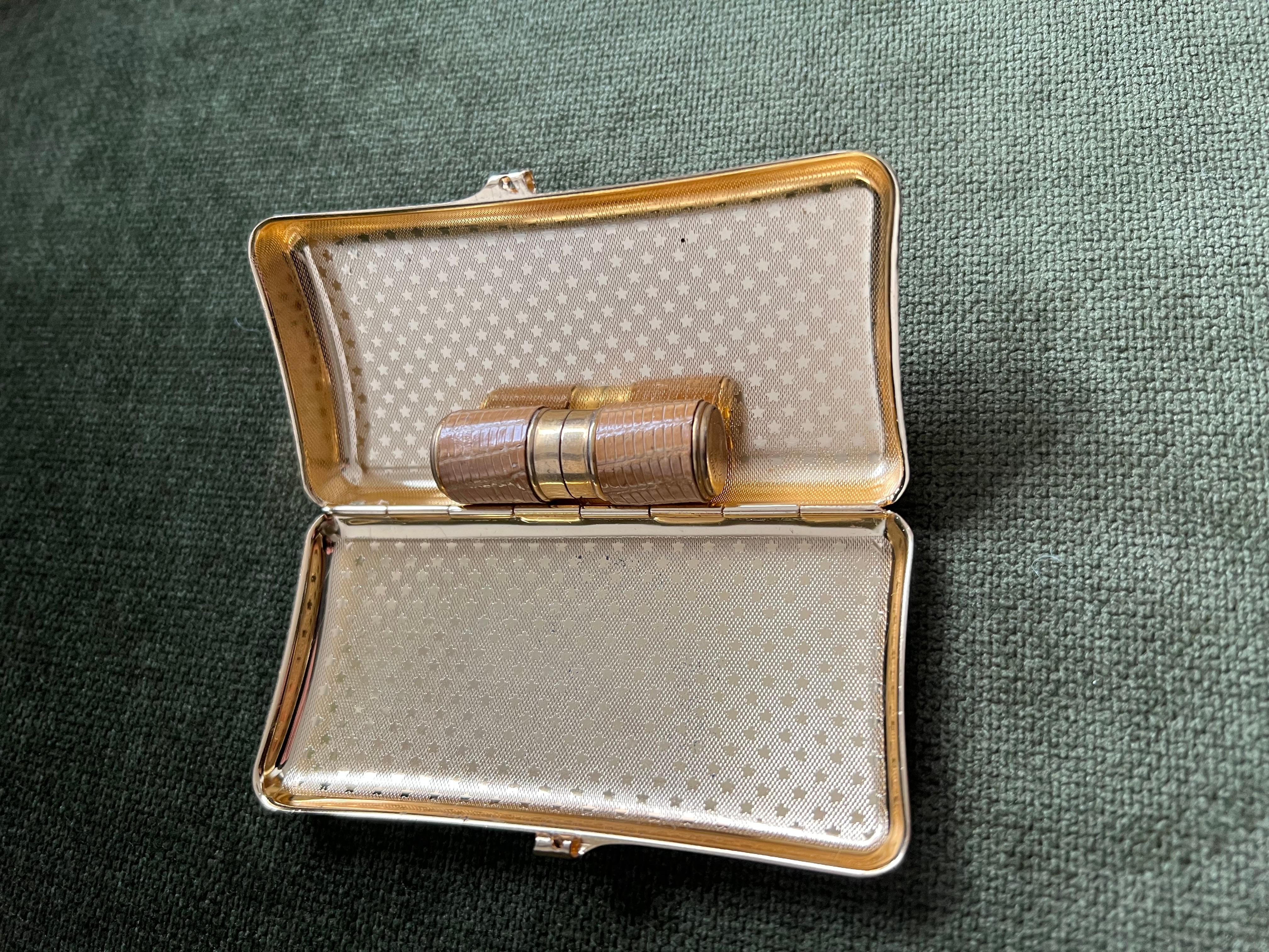 Women's or Men's Vintage Stratton Cigarette Case & Bric Lux Paris Lipstick Lighter Set