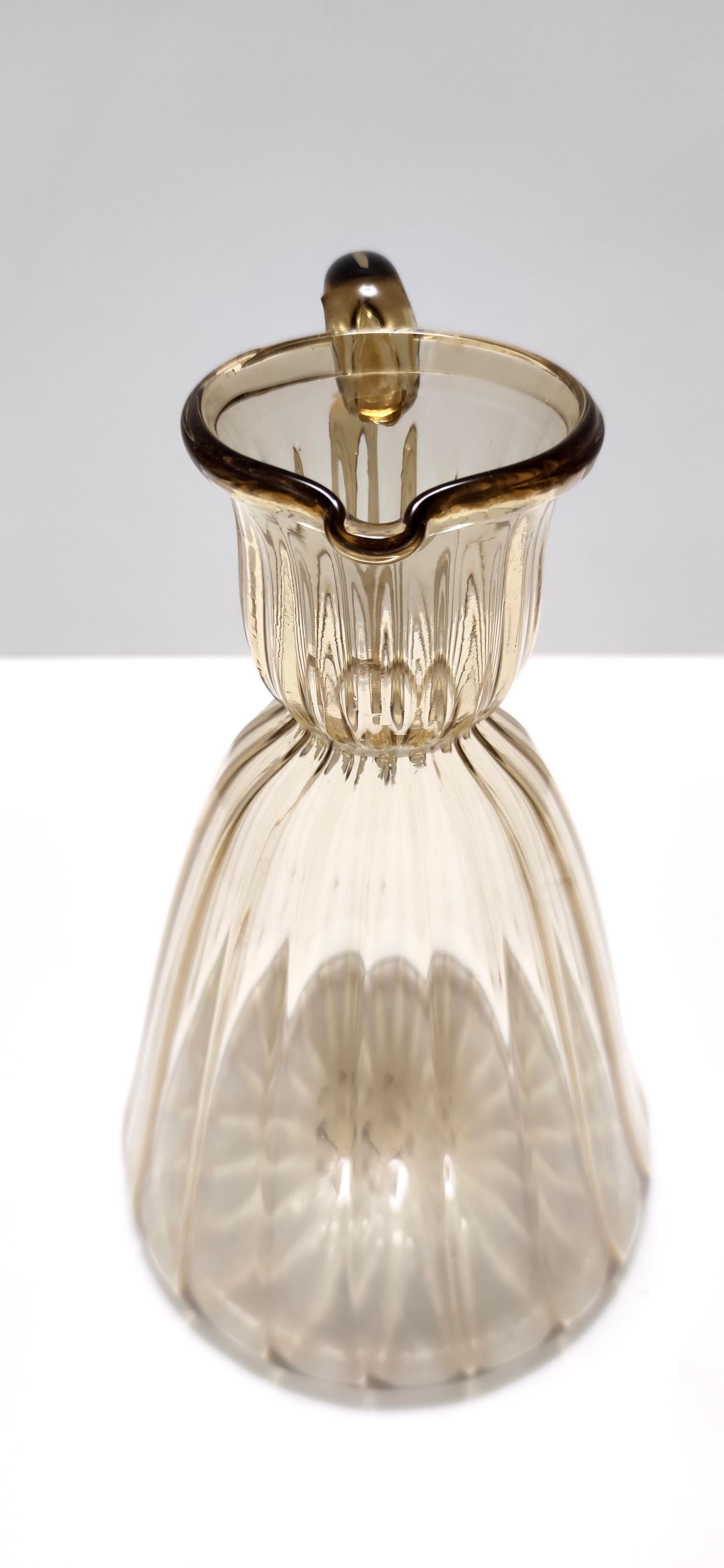 Italian Vintage Straw-Colored Glass Pitcher Vase Ascribable to Vittorio Zecchin, Italy For Sale