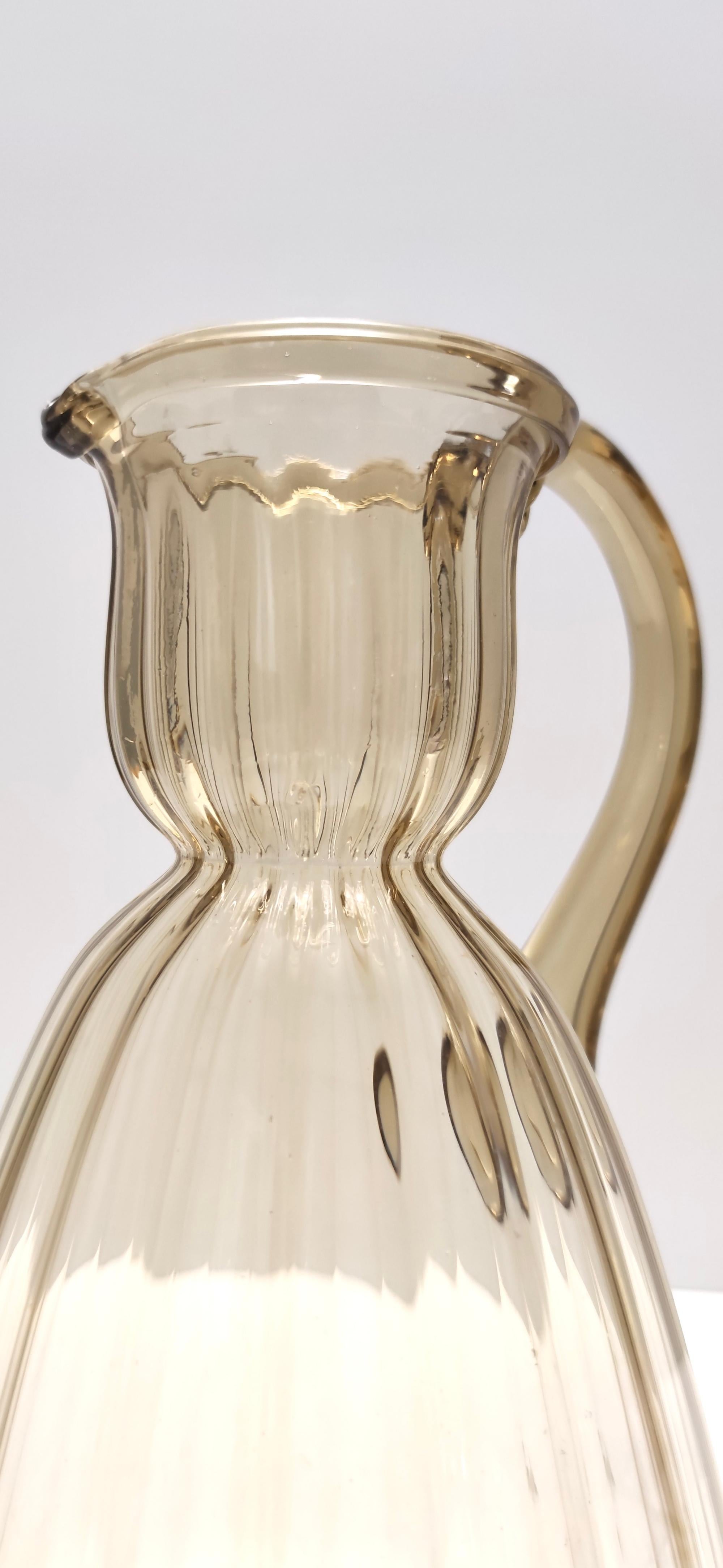 Blown Glass Vintage Straw-Colored Glass Pitcher Vase Ascribable to Vittorio Zecchin, Italy For Sale