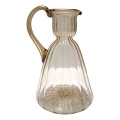Strohfarbene Vintage-Krugvase aus Glas, Vittorio Zecchin zugeschrieben, Italien