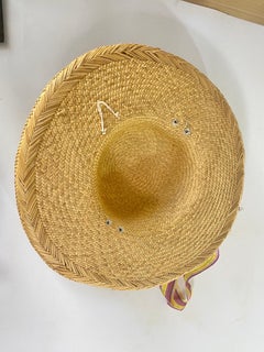 Vintage Straw Hat with Ribbon and Flowers