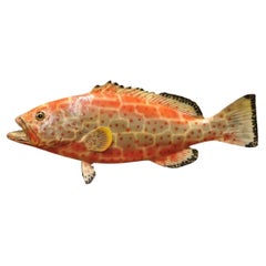 Vintage Strawberry Grouper Fish Wall Mount Taxidermy Replica Fishing Wall Decor