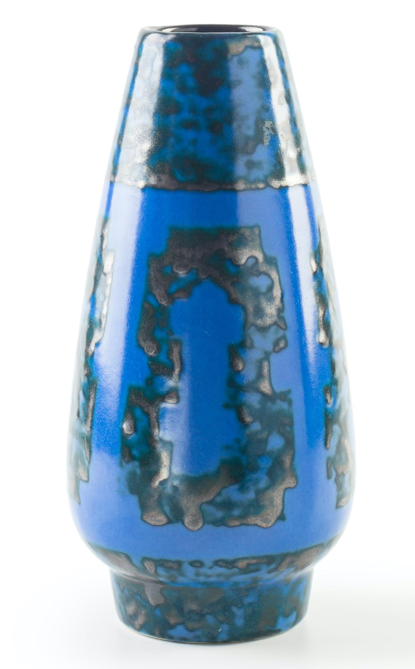 Glass Vintage Strehla Blue Vase, Germany, Mid-20th Century