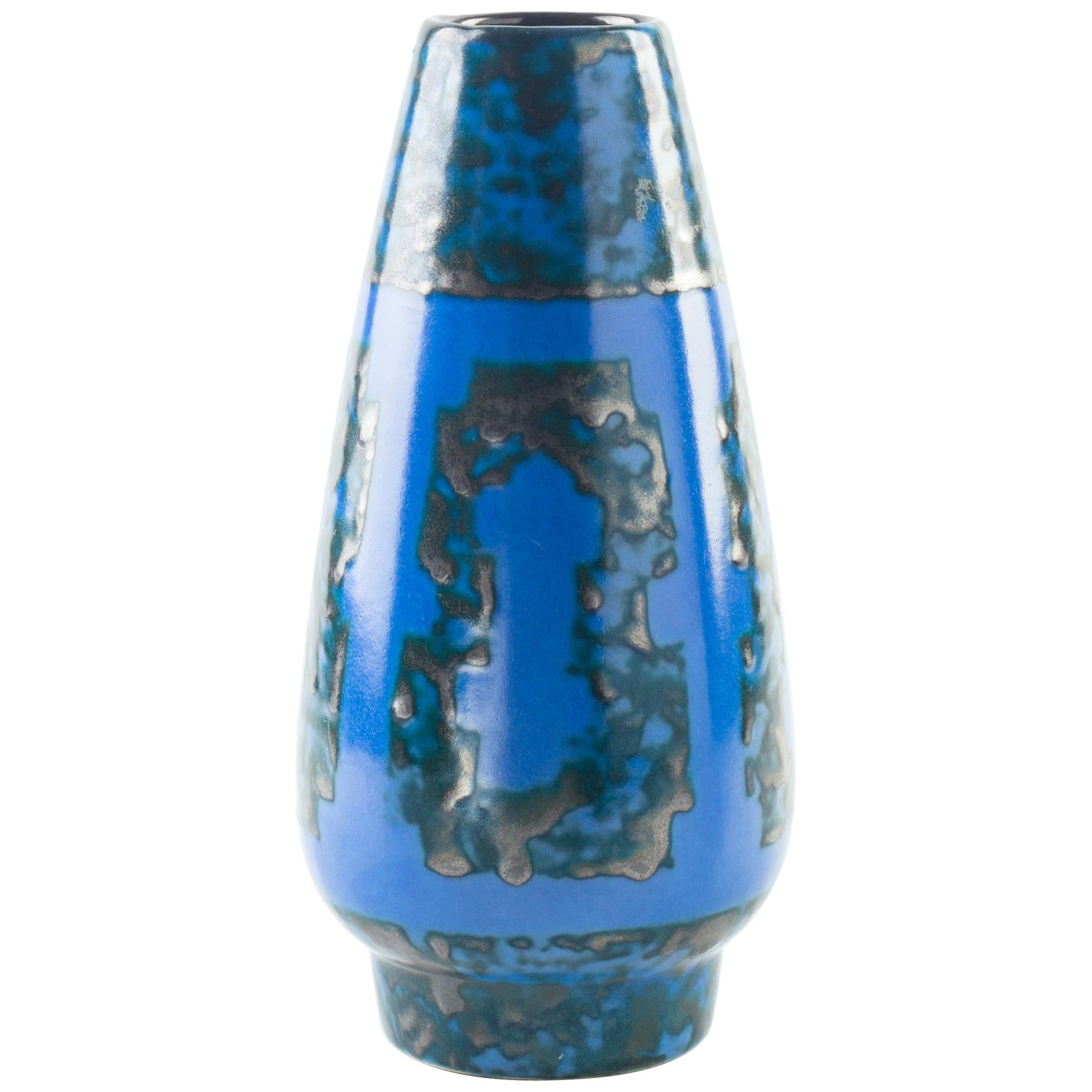 Vintage Strehla Blue Vase, Germany, Mid-20th Century