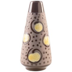 Vintage Strehla Brown and Yellow Vase, Germany, Mid-20th Century