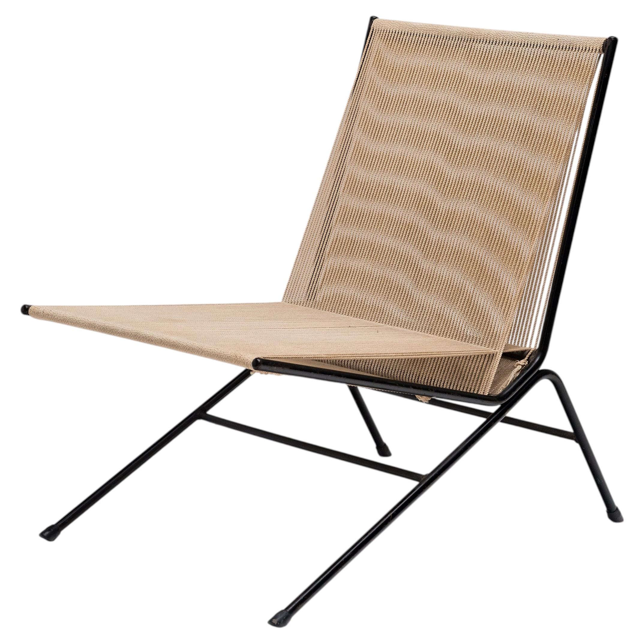 Vintage String Chair by Allan Gould, Hemp Rope & Iron, c. 1950s For Sale