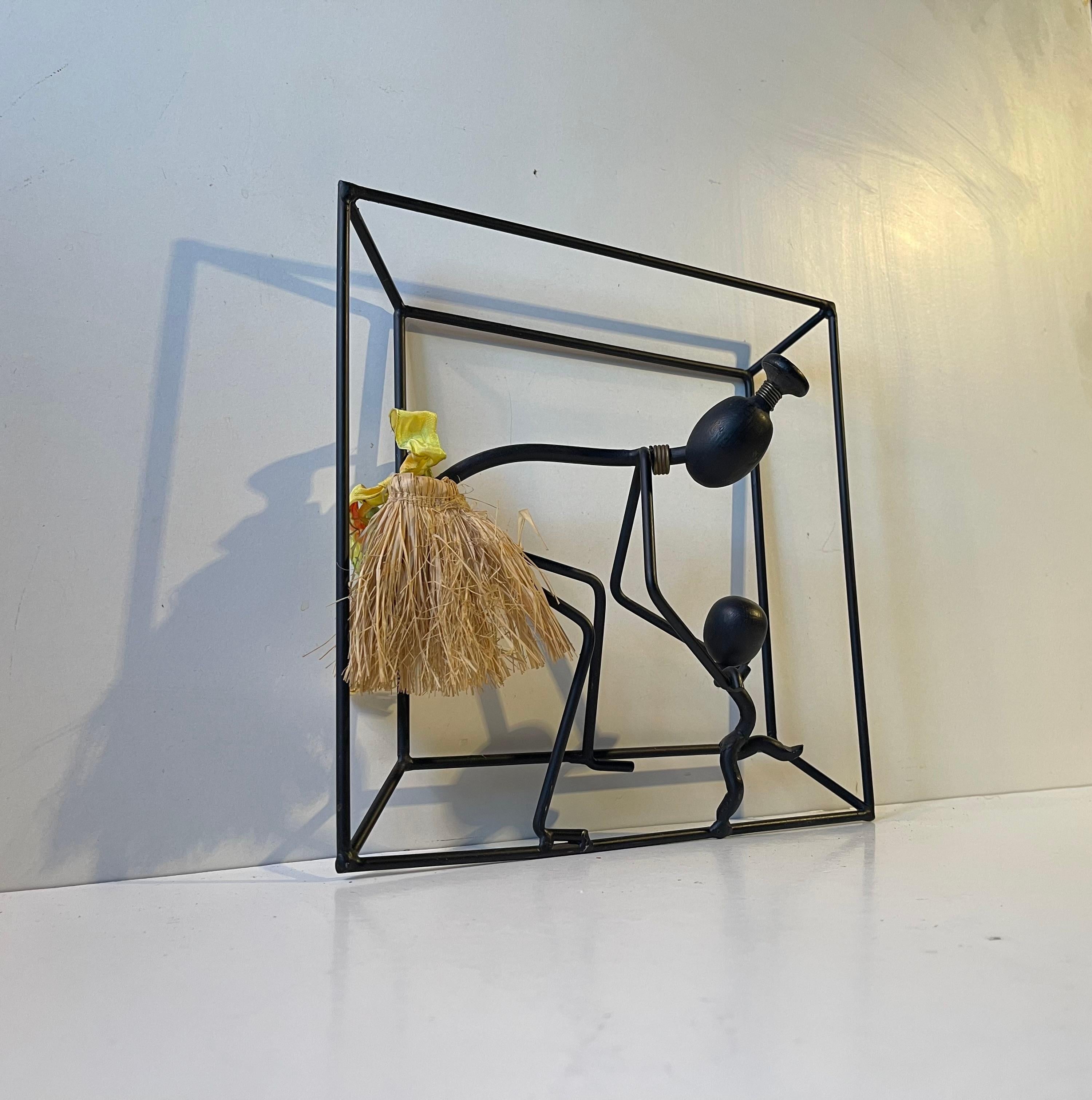 Mid-Century moderno Figurina da parete in corda d'epoca Madre e figlio africani di Bror Bonfils, 1960 in vendita