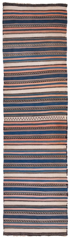 Tappeto vintage a strisce Kilim Anatolian Rug & Kilim, Tappeto turco naturale tessuto a mano