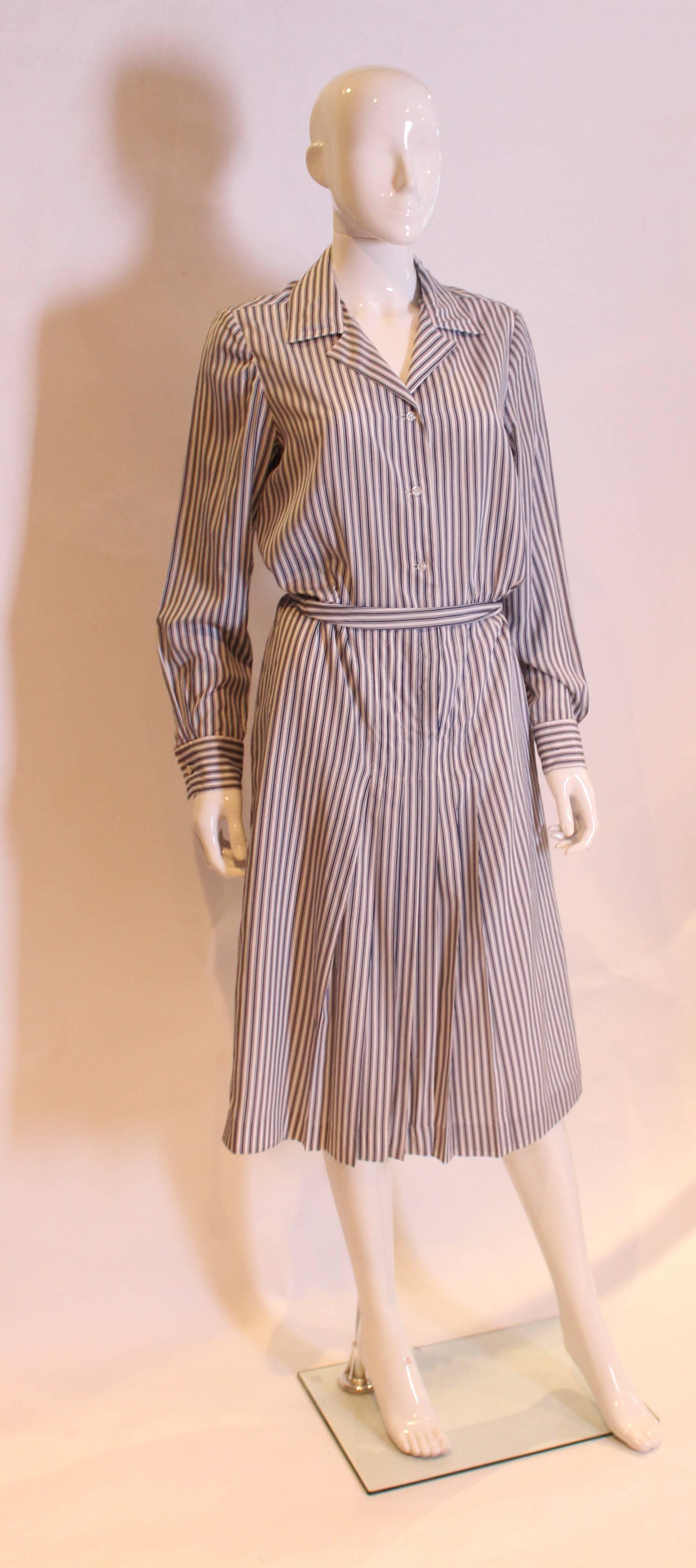 Brown  Vintage Stripe Shirtwaister by J Tiktiner France For Sale
