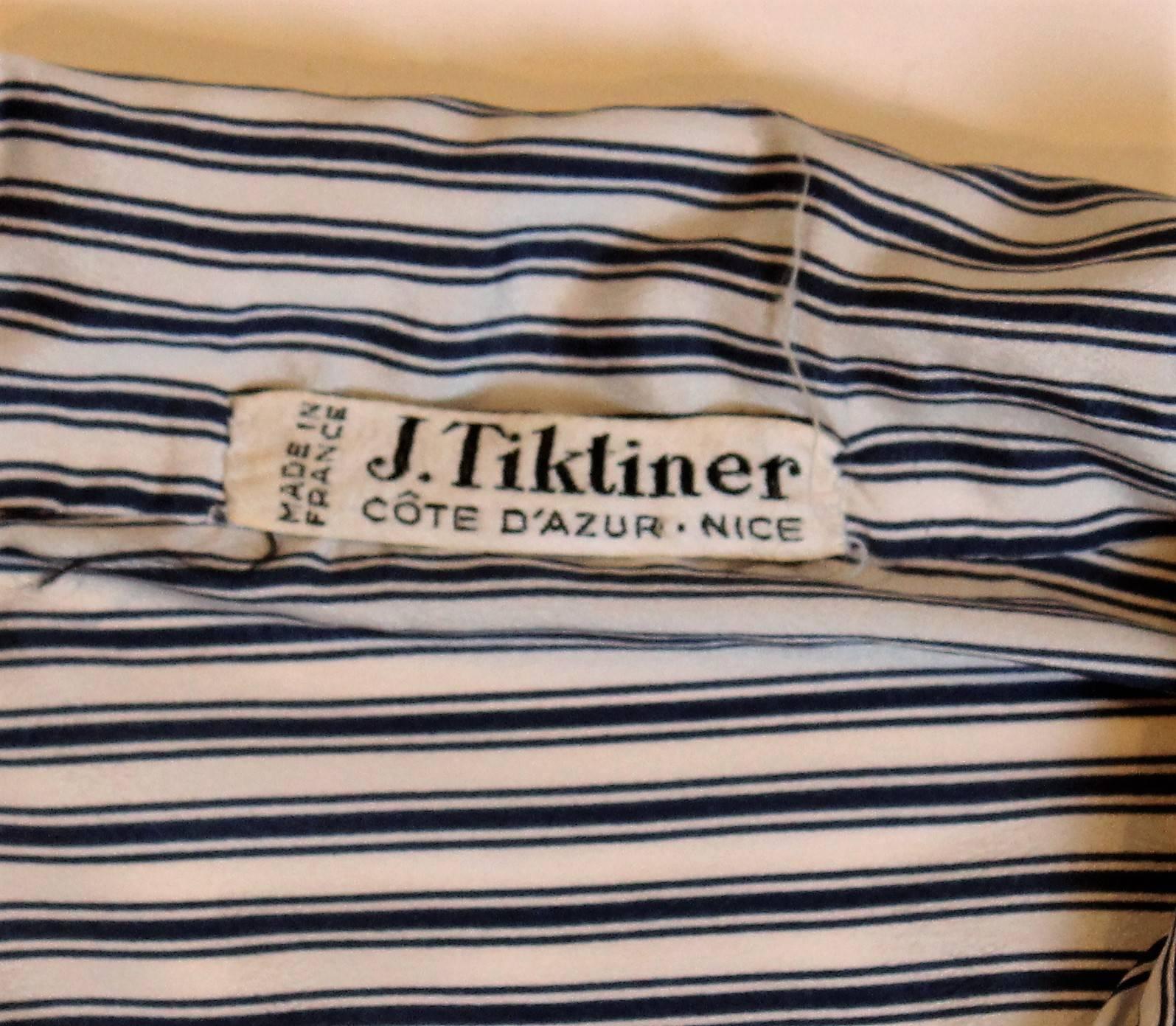  Vintage Stripe Shirtwaister by J Tiktiner France For Sale 1