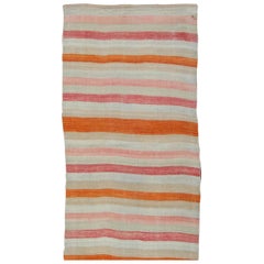 Vintage Stripe Turkish Kilim Runner in Multi Colors With Stripes