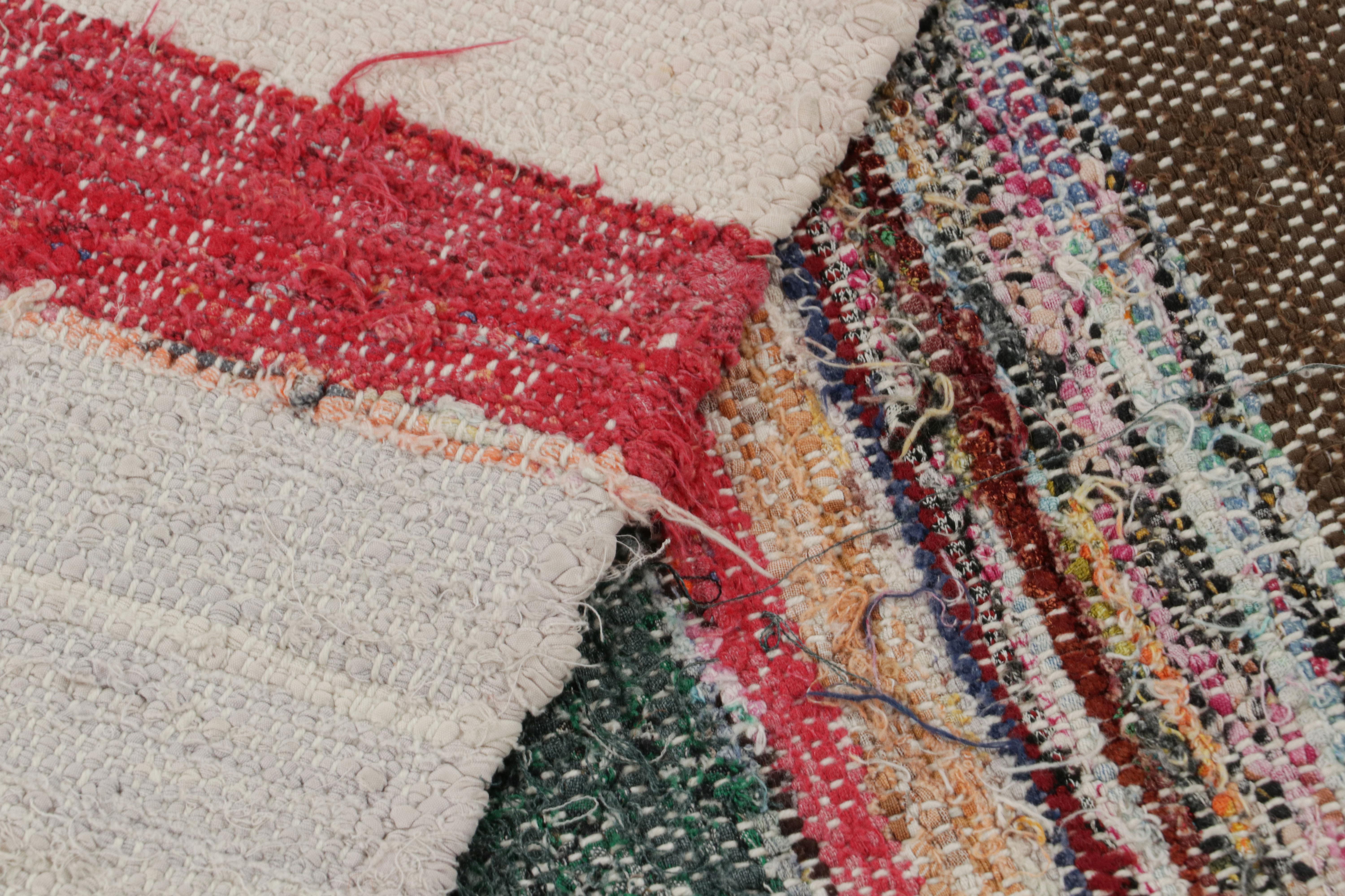 Vintage Striped Beige Brown and Multi-Color Wool Kilim Rug by Rug & Kilim For Sale 1