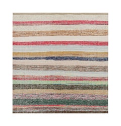 Tappeto Kilim in lana vintage a righe beige, marrone e multicolore di Rug & Kilim
