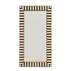 Vintage Striped Bone Inlay Wall Mirror