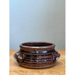 Vintage Striped Ceramic Pottery Bowl