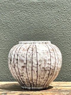 Vintage Striped Ceramic Vase