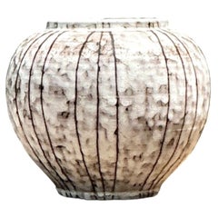 Vintage Striped Ceramic Vase