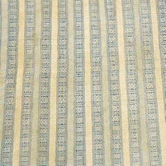 Vintage Striped Dhurrie Runner Rug in Blue and Beige Tones  Rug & Kilim