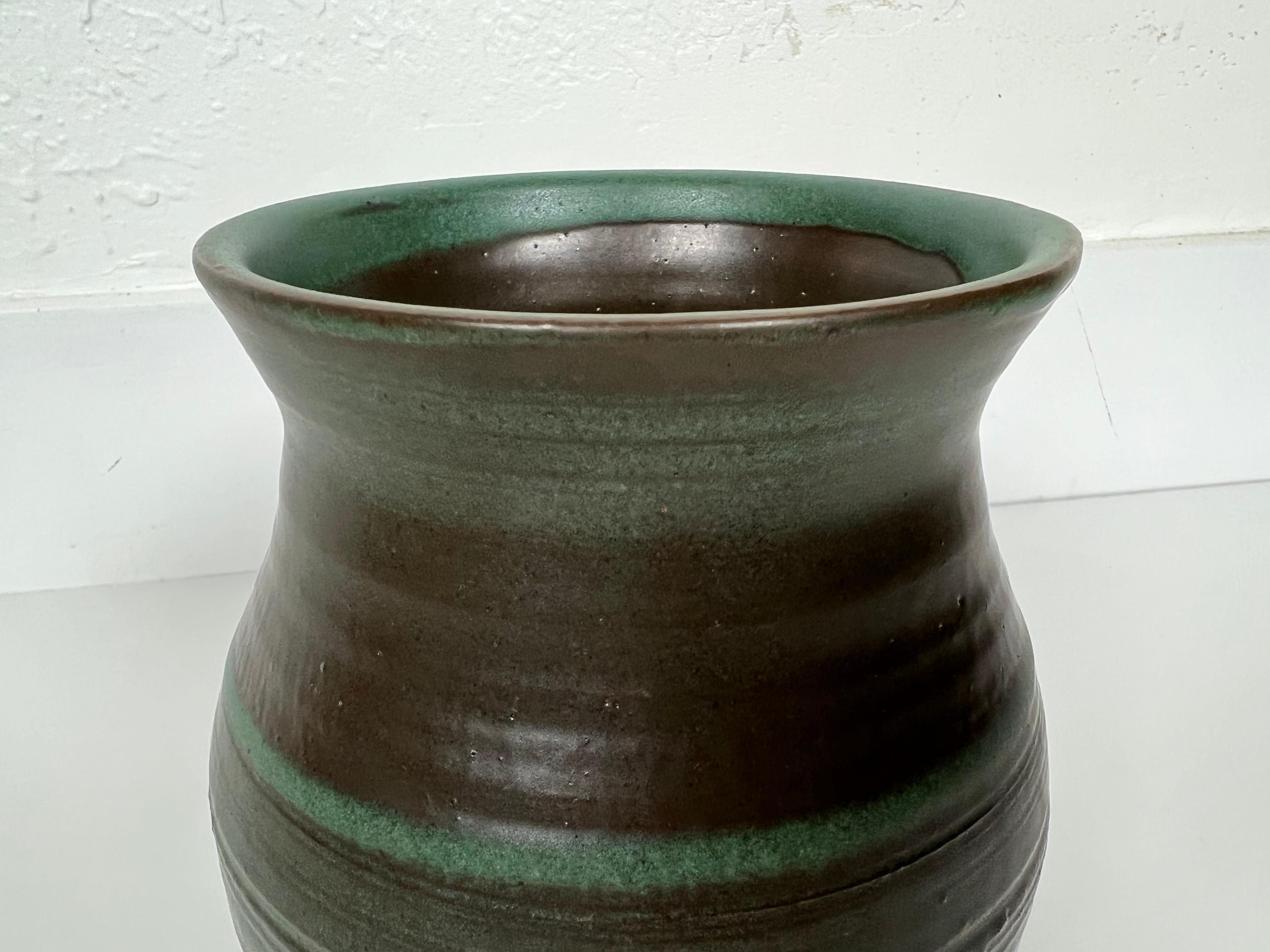 American Vintage Striped Green Ceramic Vase