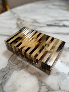 Vintage Striped Horn Inlay Dekorative Box