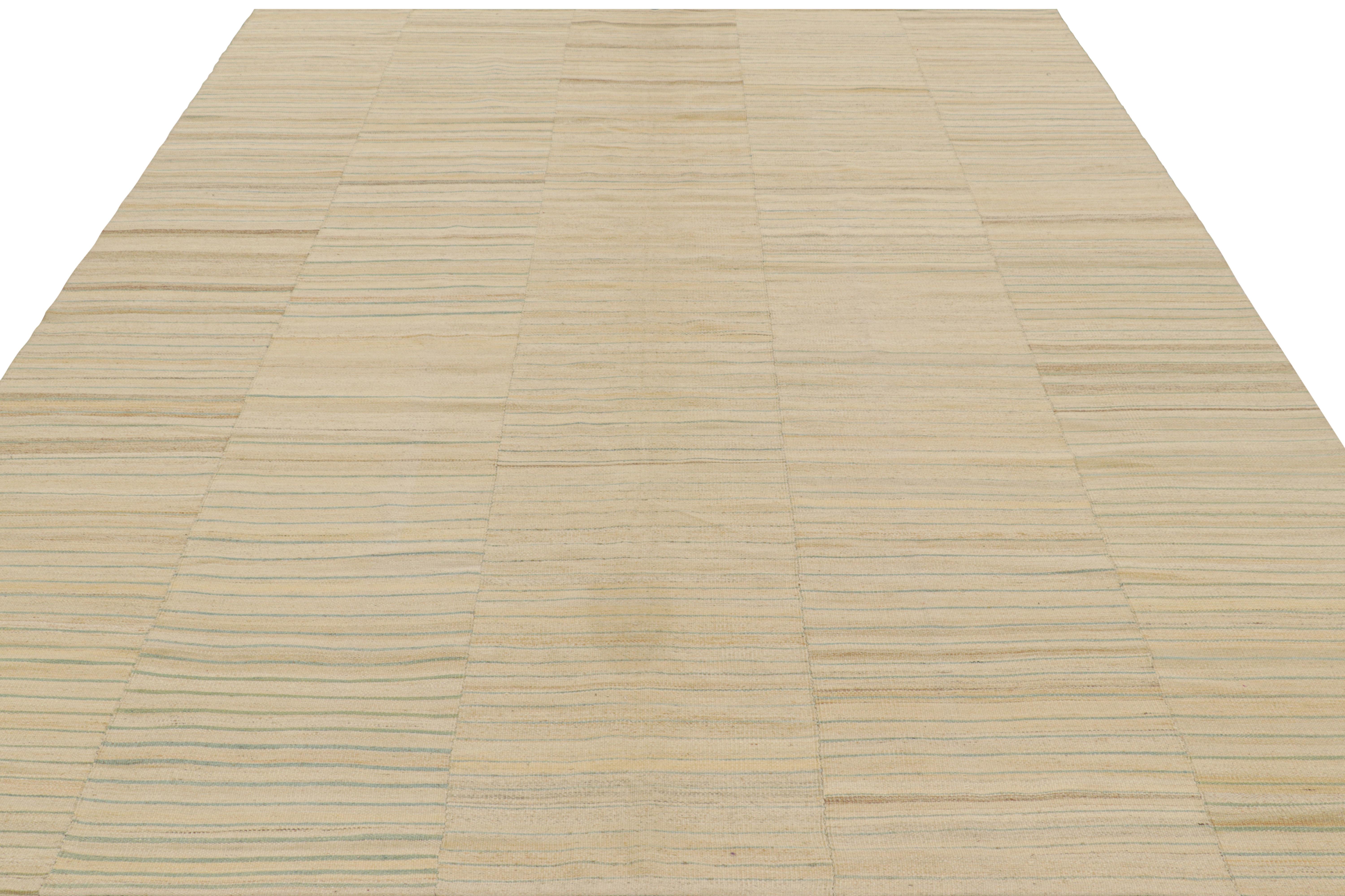 Hand-Woven Vintage Striped Kilim in Beige-Brown and Cream Tones  Rug & Kilim For Sale