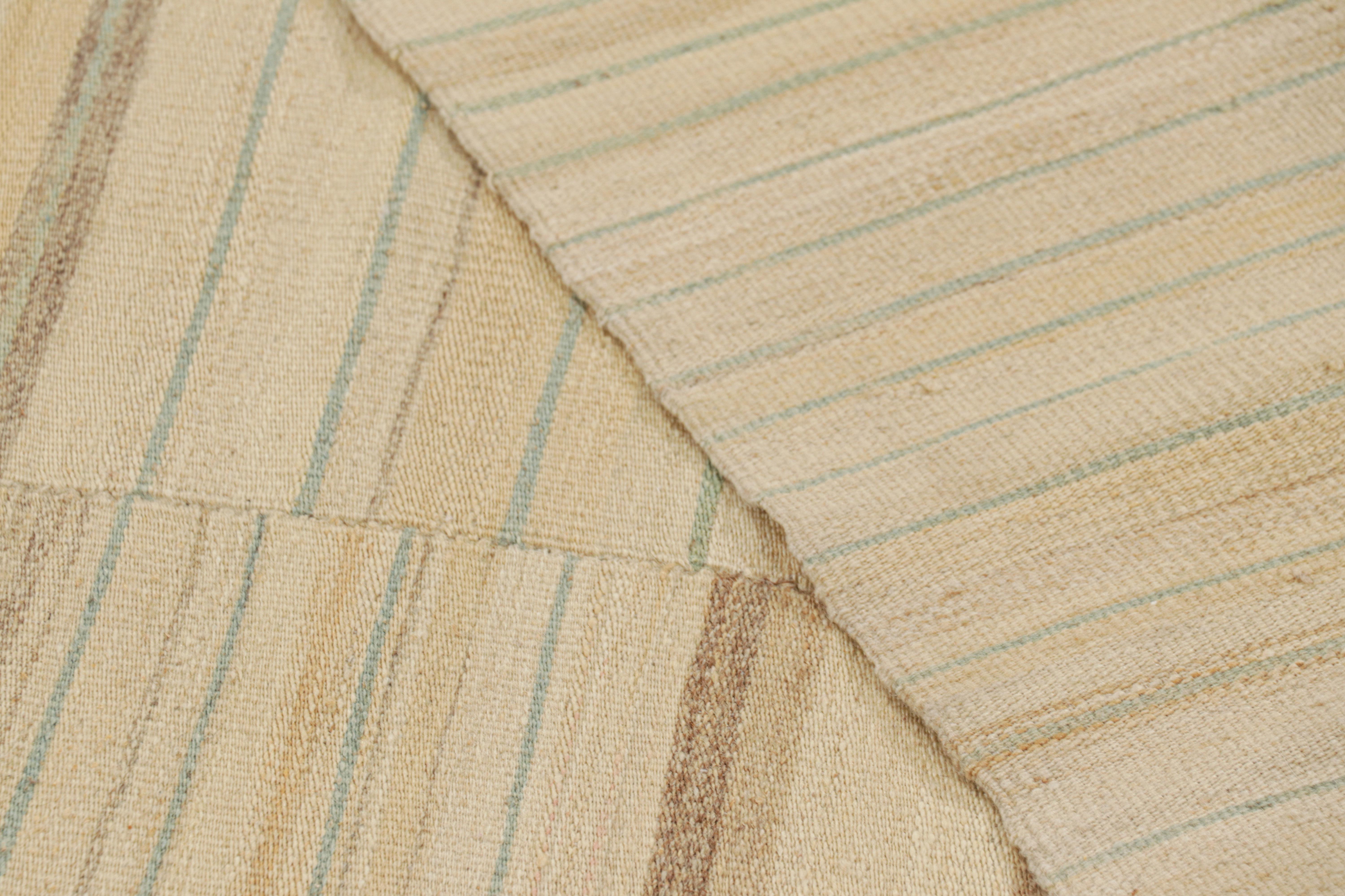 Wool Vintage Striped Kilim in Beige-Brown and Cream Tones  Rug & Kilim For Sale