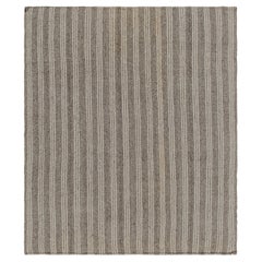 Vintage Striped Kilim in Gray Striations, Salt and Pepper Colors by Rug & Kilim