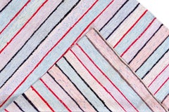 Vintage Striped Lavender and Blue Turkish Kilim Gallery Rug