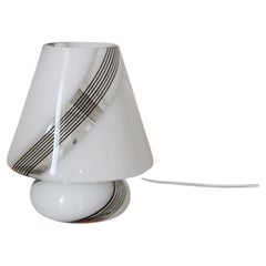 Vintage Striped Murano Glass Mushroom Table Lamp, Italy 1960s