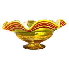 Cuenco decorativo vintage de cristal estilo Murano a rayas