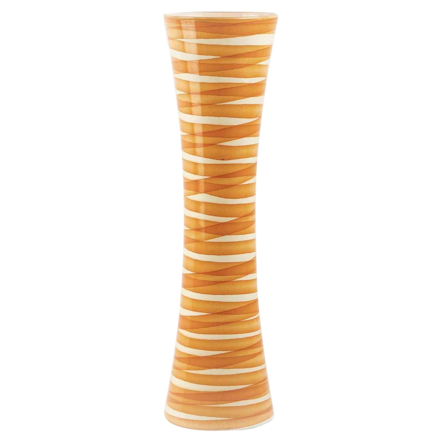 Vintage Striped Orange Vase, Italy, 1970s