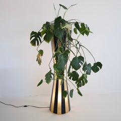 Vintage Striped Planter / Lamp #1