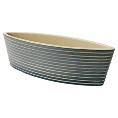 Vintage Striped Pointed Oval Pottery Planter