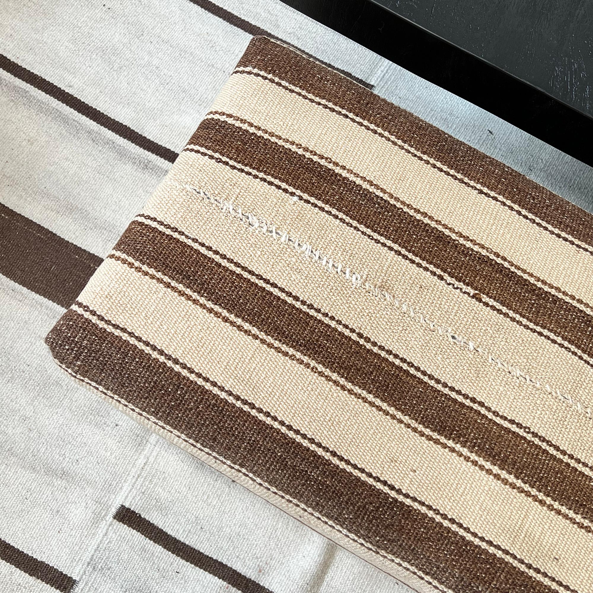Vintage Striped Rug Ottoman In Good Condition In Los Angeles, CA