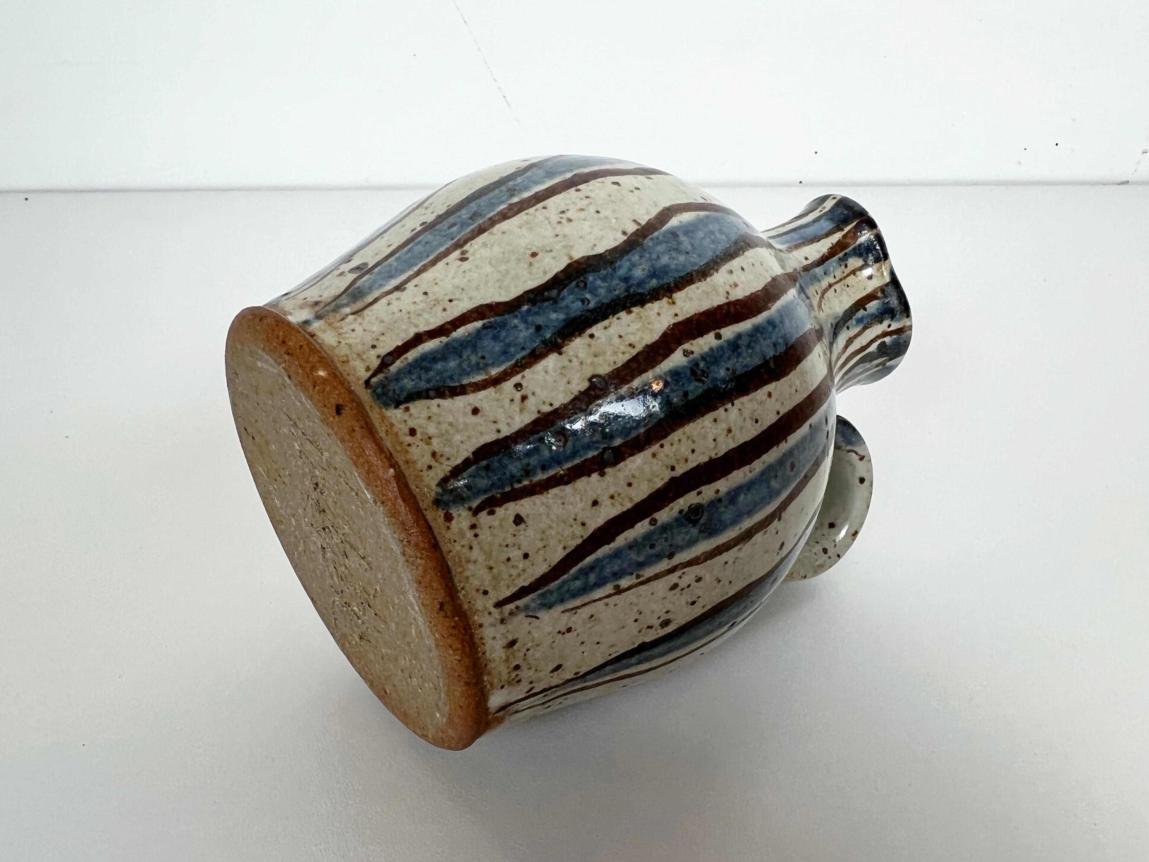 Vintage Striped Stoneware Creamer For Sale 4