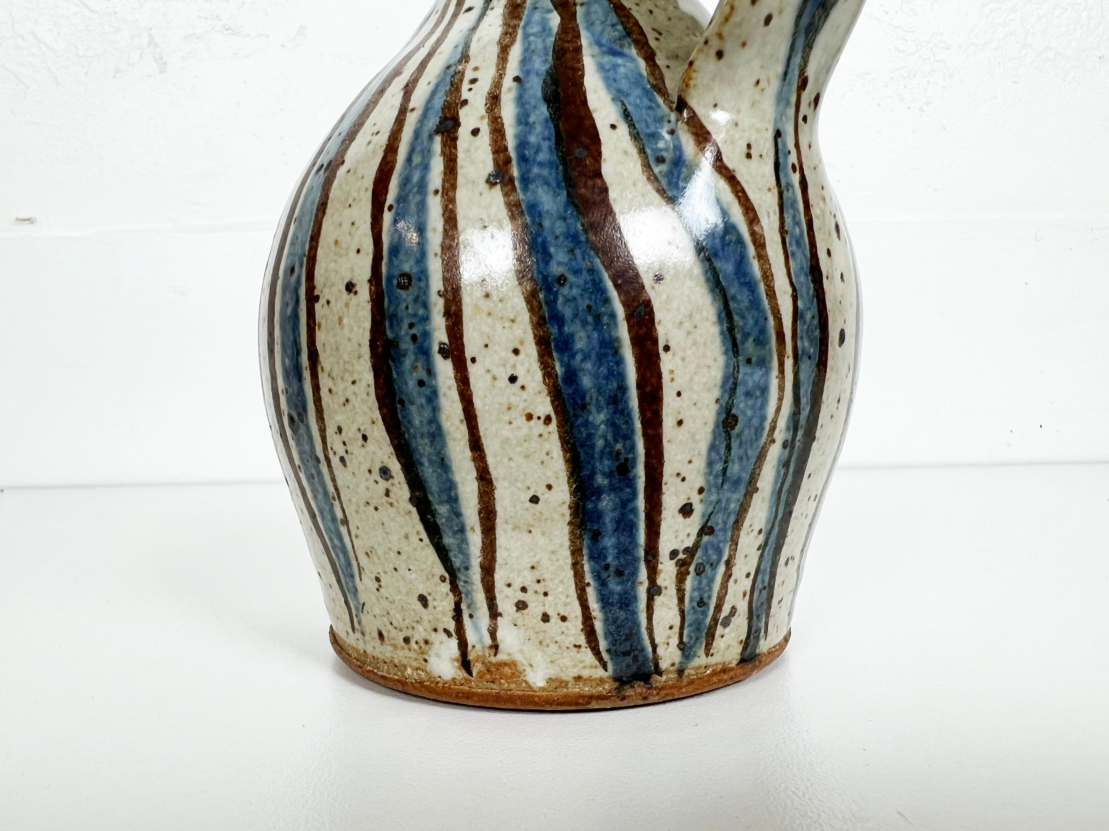 Vintage Striped Stoneware Creamer For Sale 2