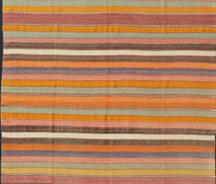 Vintage Striped Turkish Kilim in Multi Colors 6' 6 X 10' 7