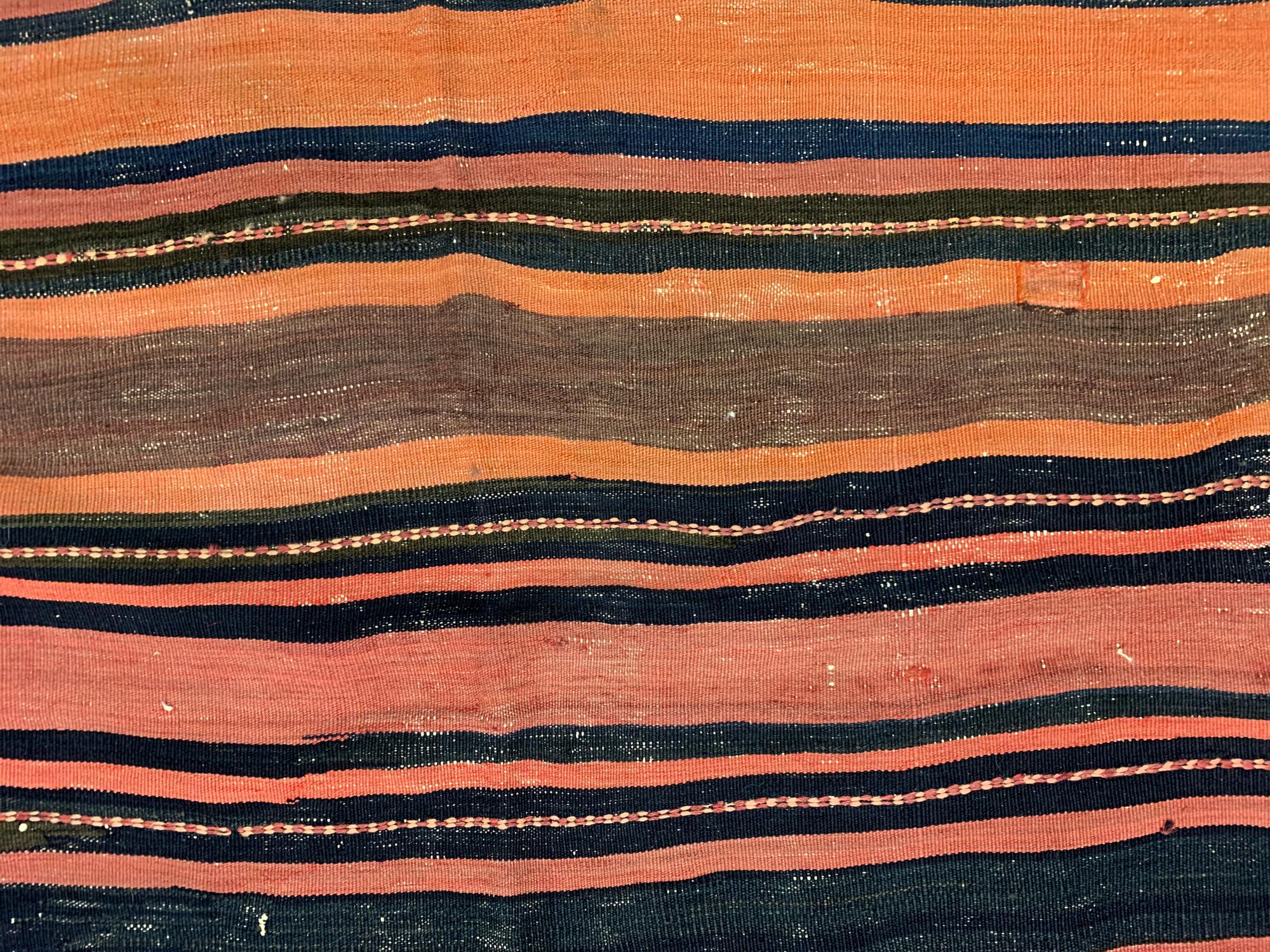 Other Vintage Striped Turkish Kilim Rug For Sale