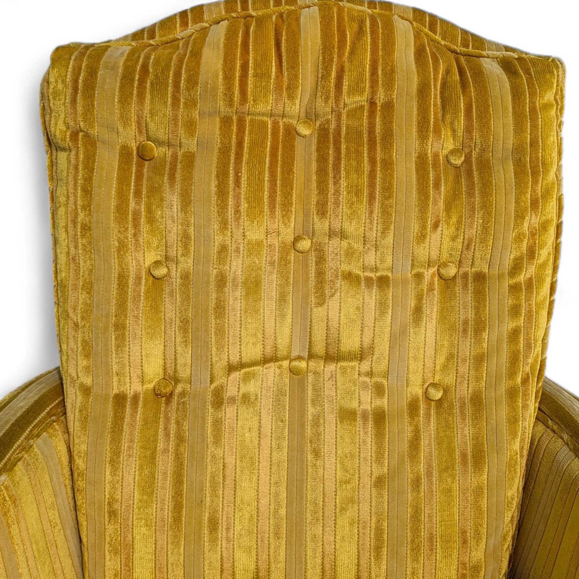 Vintage Striped Yellow Tufted Lounge Chair, Mid-Century Modern im Angebot 10