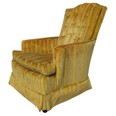 Vintage Striped Yellow Tufted Lounge Chair, Mid-Century Modern