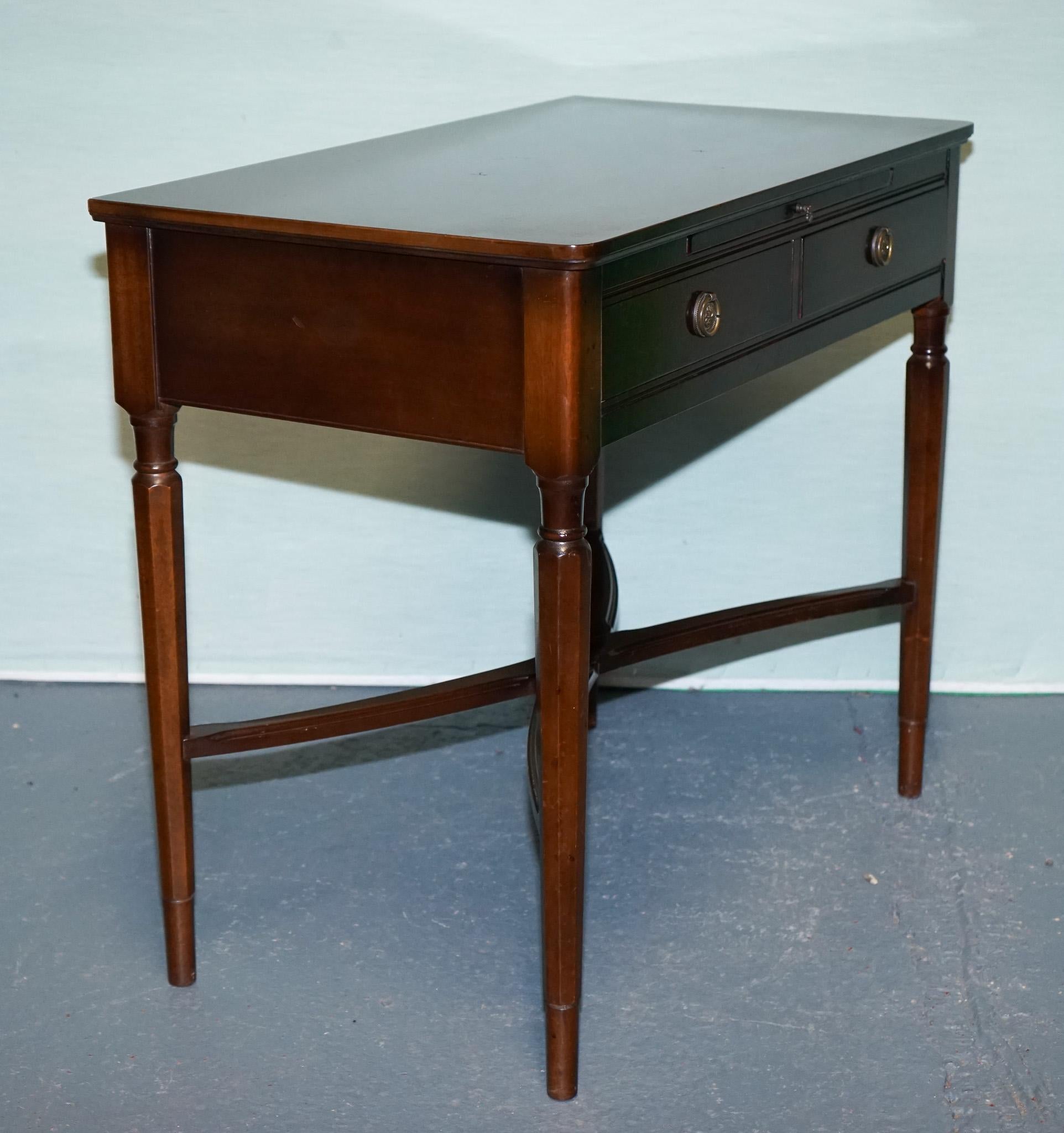 VINTAGE STRONGBOW GAME WRITING DESK WITH PULL OUT TRAY WITH LEATHER iNLAY For Sale 5
