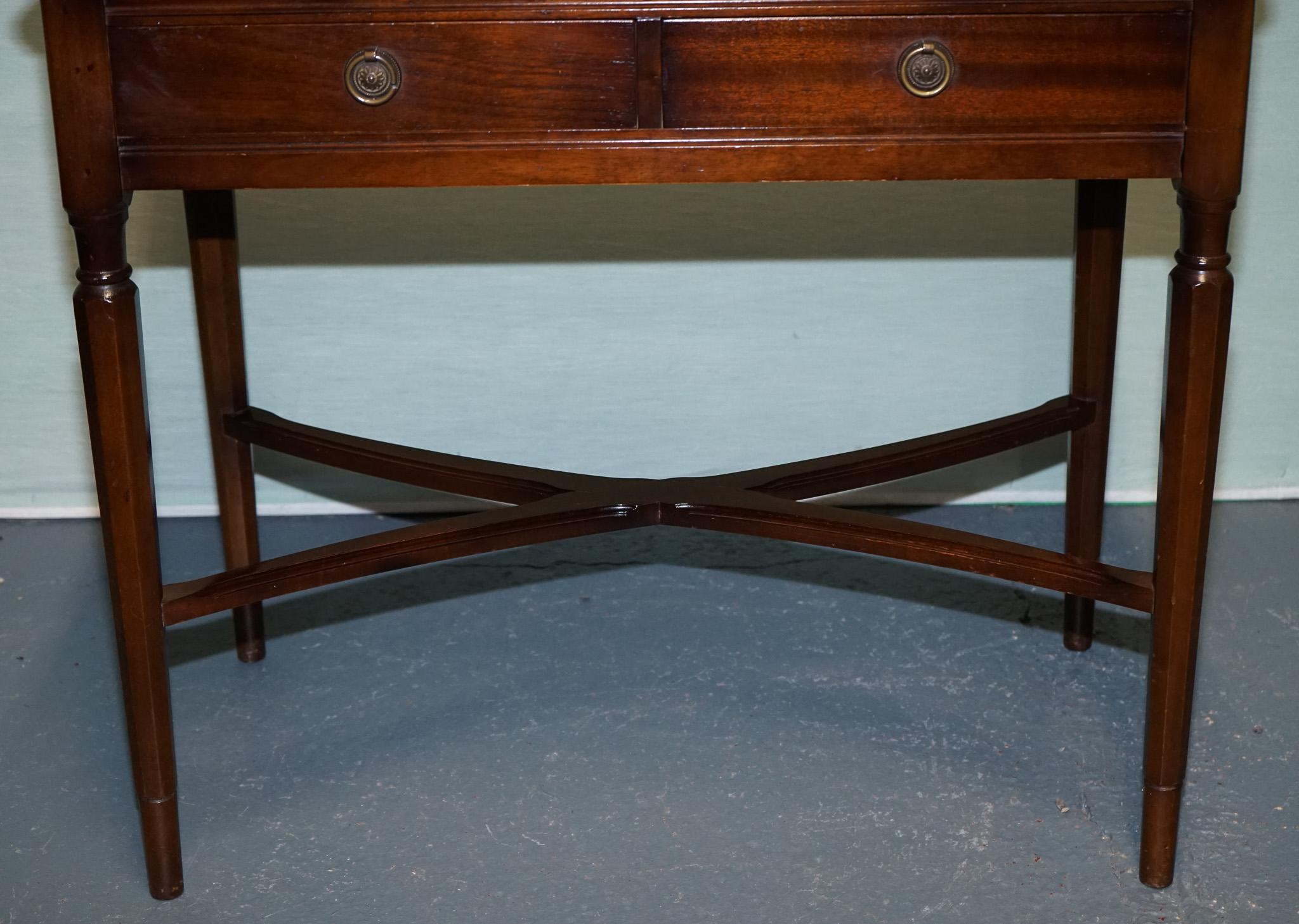 Hand-Crafted VINTAGE STRONGBOW GAME WRITING DESK WITH PULL OUT TRAY WITH LEATHER iNLAY For Sale