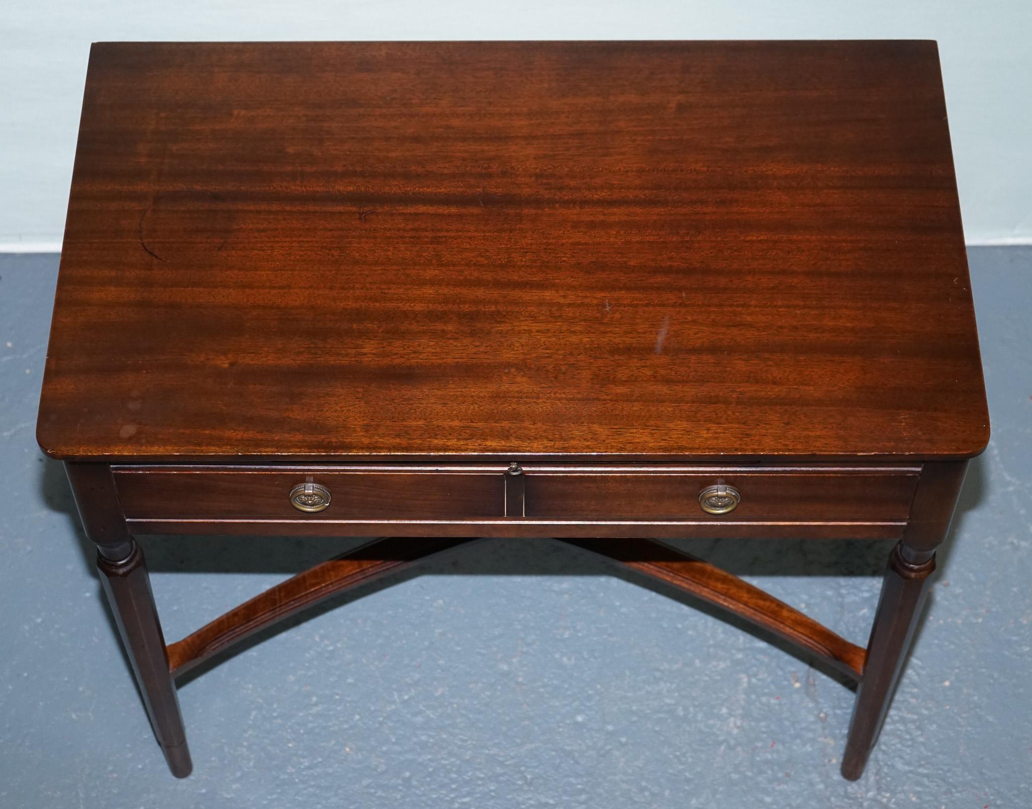 VINTAGE STRONGBOW GAME WRITING DESK WITH PULL OUT TRAY WITH LEATHER iNLAY For Sale 1