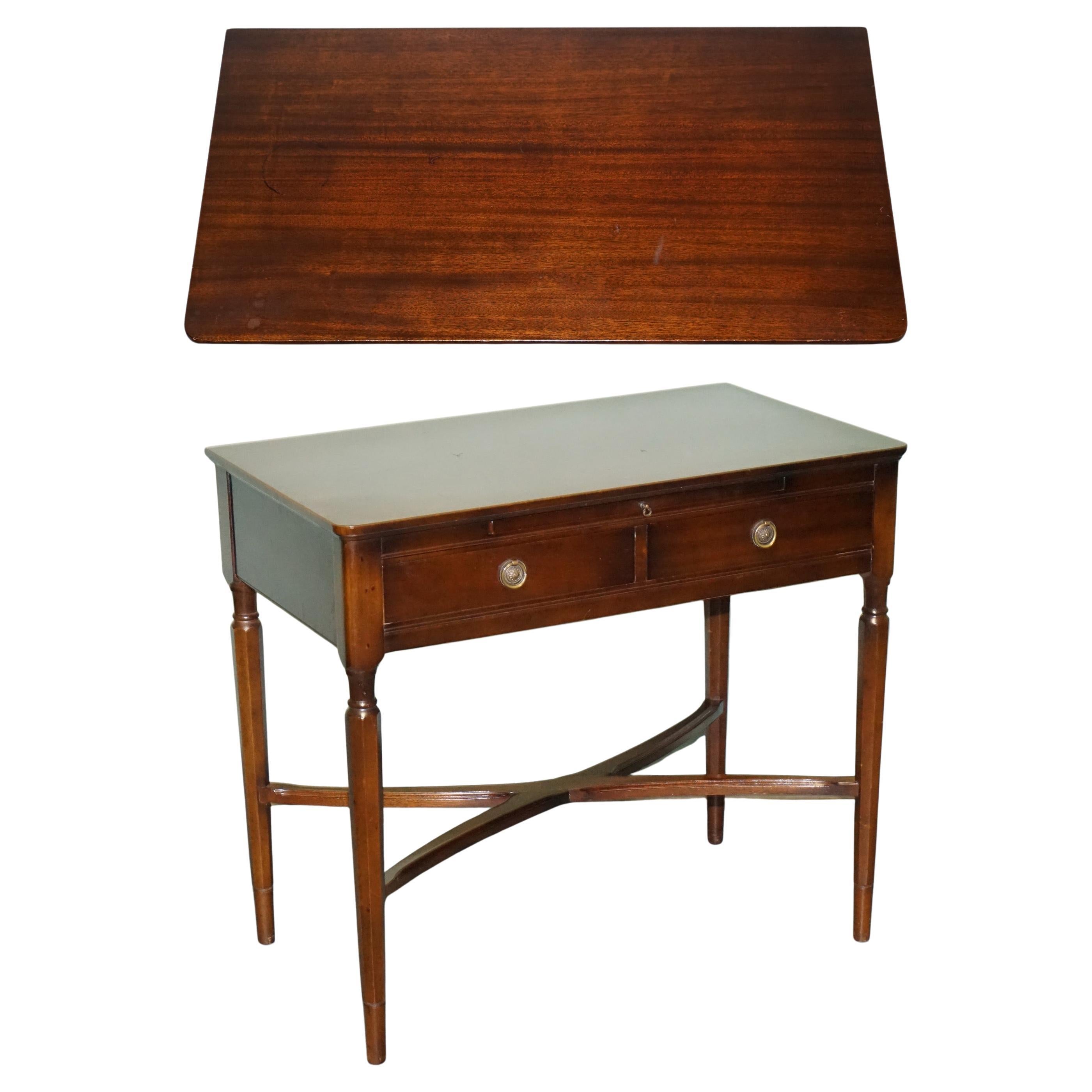 VINTAGE STRONGBOW GAME WRITING DESK WITH PULL OUT TRAY WITH LEATHER iNLAY For Sale