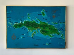 Vintage St.Thomas Karibischer Siebdruck auf Leinwand Ca' 1970er Jahre